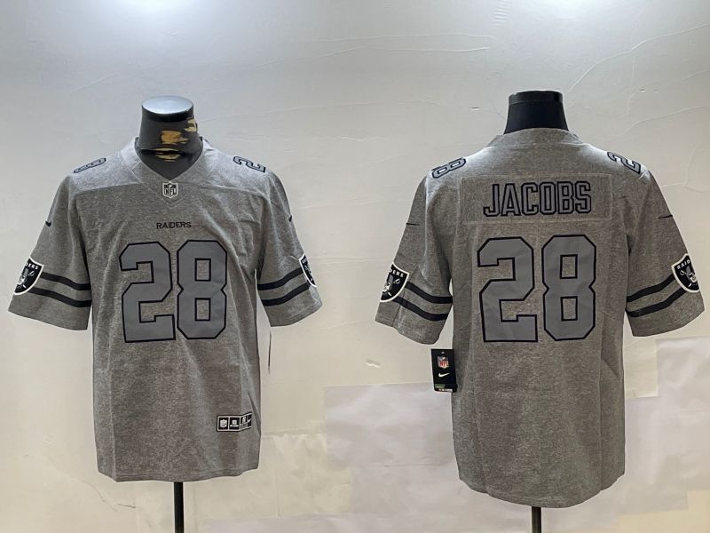 Men Oakland Raiders #28 Jacobs Grey Throwback 2024 Nike Limited NFL Jersey style 1